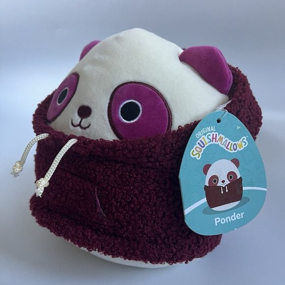 Squishmallows Panda Plush Hoodie Animal Squad 8" Ponder Panda Stuffed Animal - Picture 2 of 8